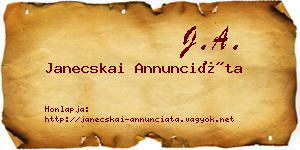 Janecskai Annunciáta névjegykártya